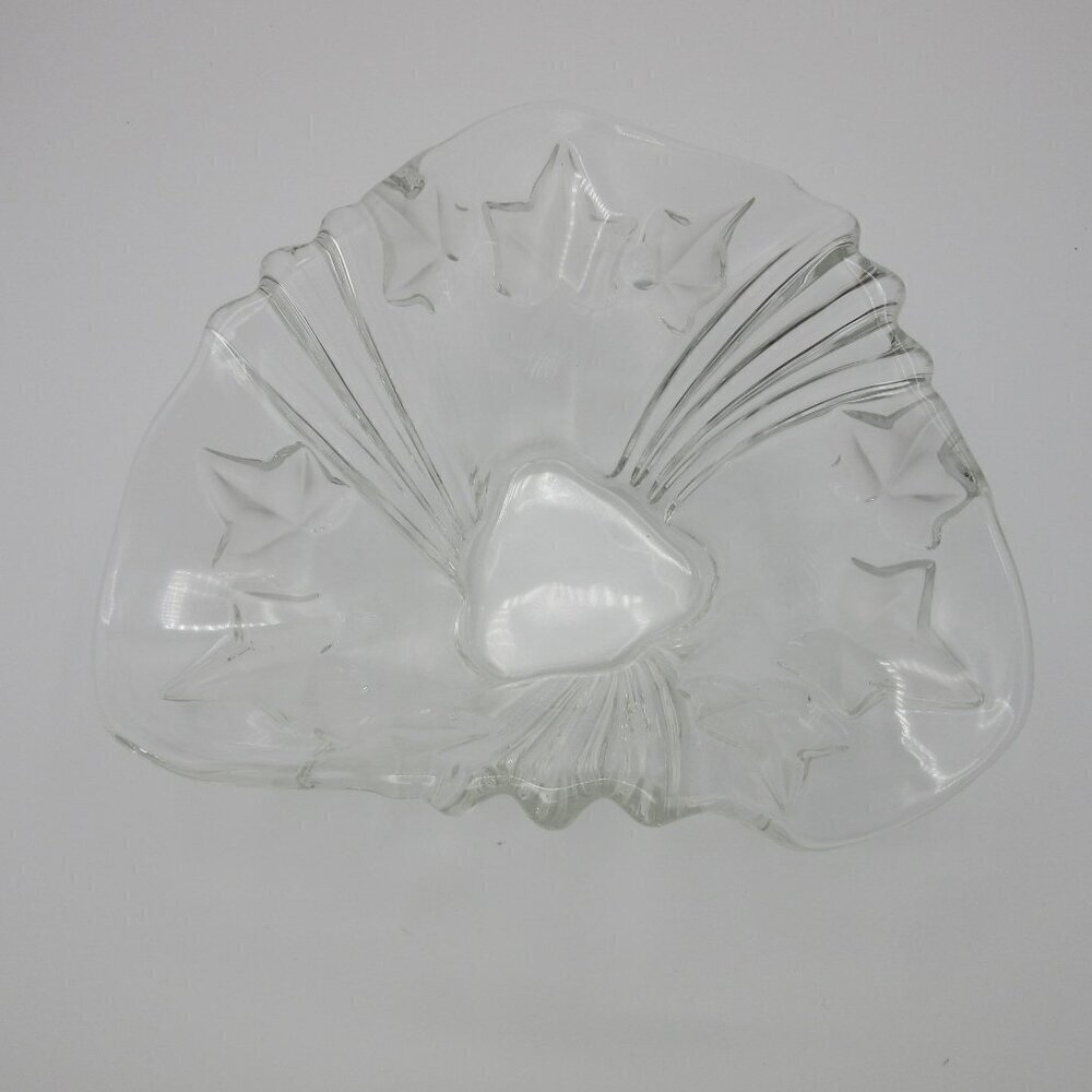 Crystal Bowl Mikasa Frosted Glass Parisian Ivy Candy Dish Leaf Germany Vintage